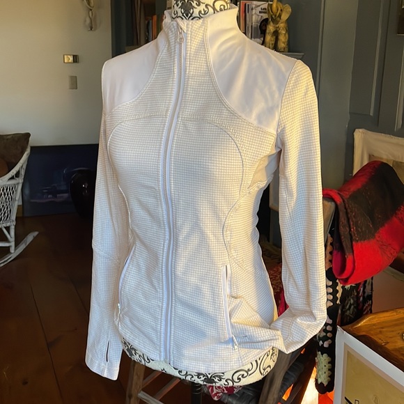 Lululemon Forme full zip gingham plaid Dune White Jacket Medium - Picture 2 of 13